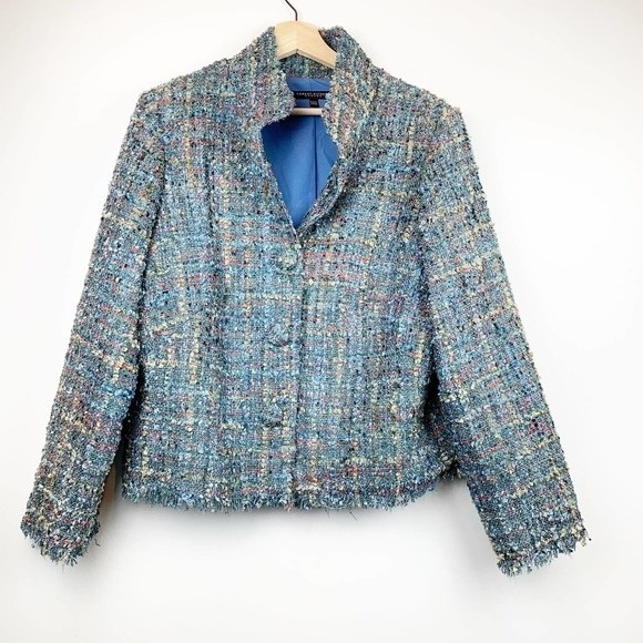 Robert Kitchen Canada Tweed Blue Jacket Size 16 - Picture 1 of 8